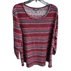ALYX Cherry Red striped pullover lightweight sweater Boho Beachy plus sz 2X XXL